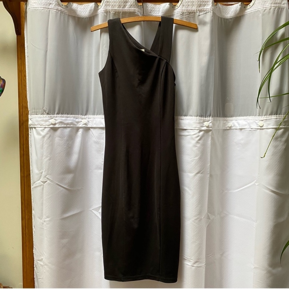 NWT Lavish Alice Asymmetrical Black Midi Dress LBD Little Black Dress Cocktail - Picture 5 of 7